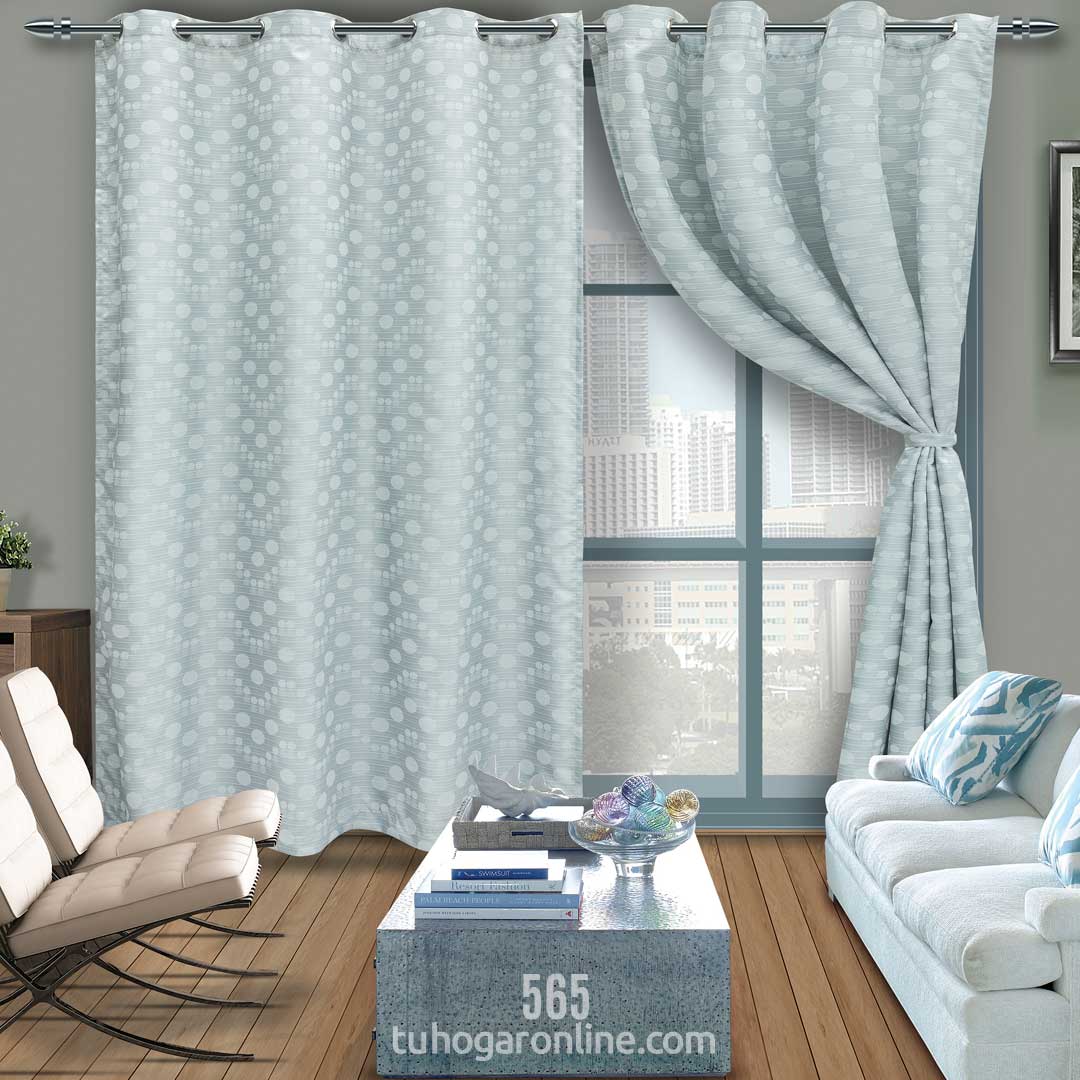 Cortina Lona Blanco Hueso 265x215cm de Circulos con Buena Opacidad - Cortinas | Bylmo