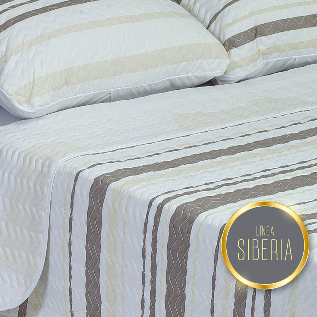 Cubrelecho Español Blanco y Gris para Cama King 200 X 200 Cm Doble Faz de Lineas - Ropa de Cama | Bylmo