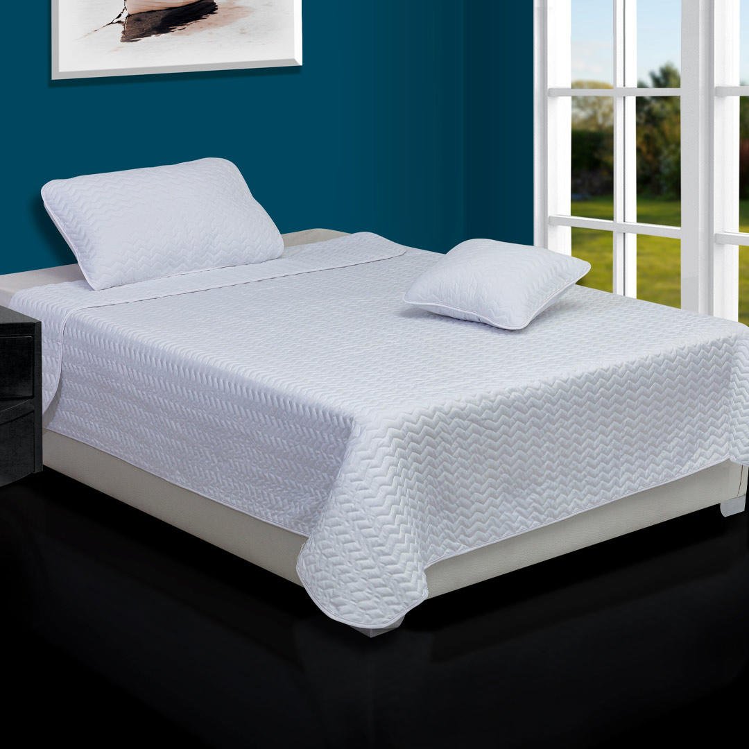 Cubrelecho Español Blanco para Cama Sencillo 100 X 190 Cm Doble Faz de Fondo Entero - Ropa de Cama | Bylmo
