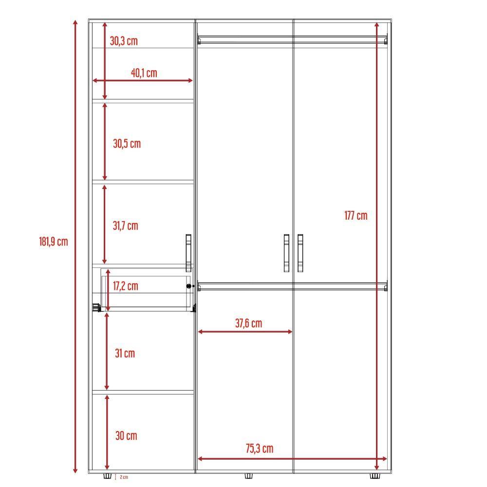 Closet Roko Coñac 120x181.9cm con 1 Cajones con 4 Entrepaños - Closets | Bylmo