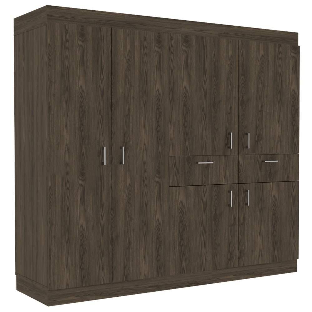 Closet Siberia Coñac 180 cm con Seis Puertas y Dos Cajones - Closets | Bylmo