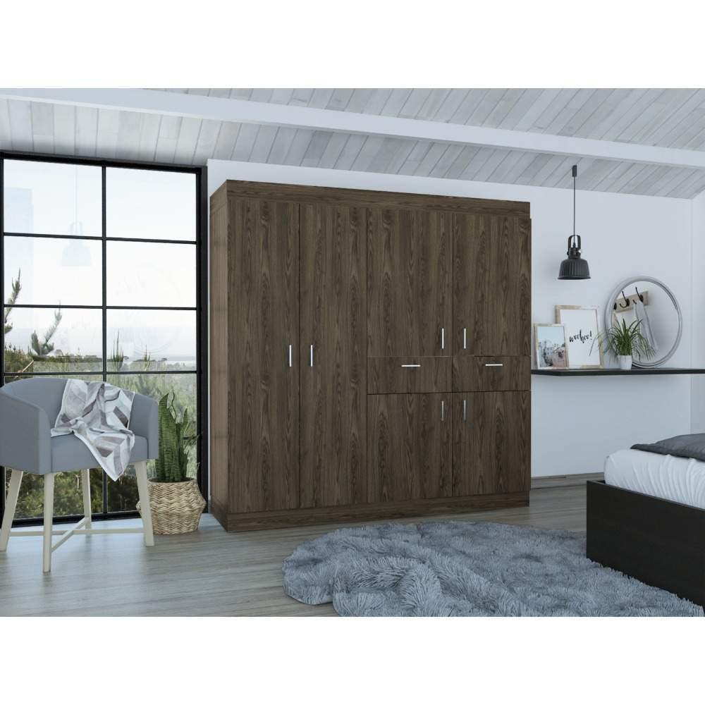 Closet Siberia Coñac 180 cm con Seis Puertas y Dos Cajones - Closets | Bylmo