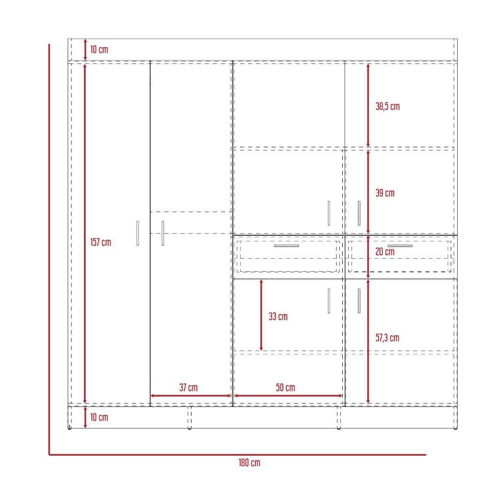 Closet Siberia Coñac 180 cm con Seis Puertas y Dos Cajones - Closets | Bylmo
