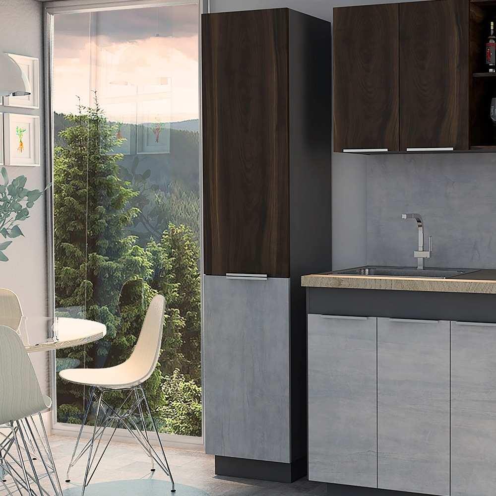 Alacena Halley Habano y Plomo 42 cm con Dos Puertas - Muebles Organizadores | Bylmo