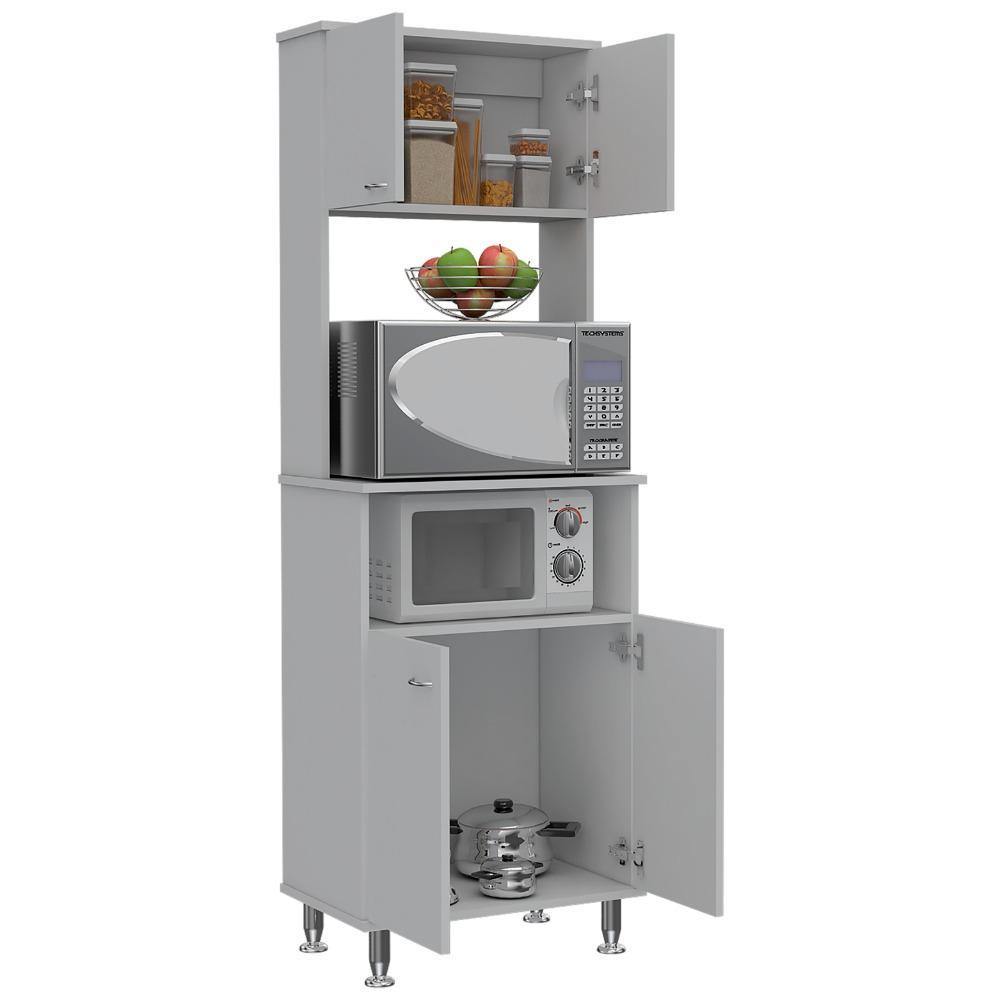 Mueble Microondas Kitchen Blanco 54 cm con Cuatro Puertas y Un Entrepaño - Muebles Organizadores | Bylmo