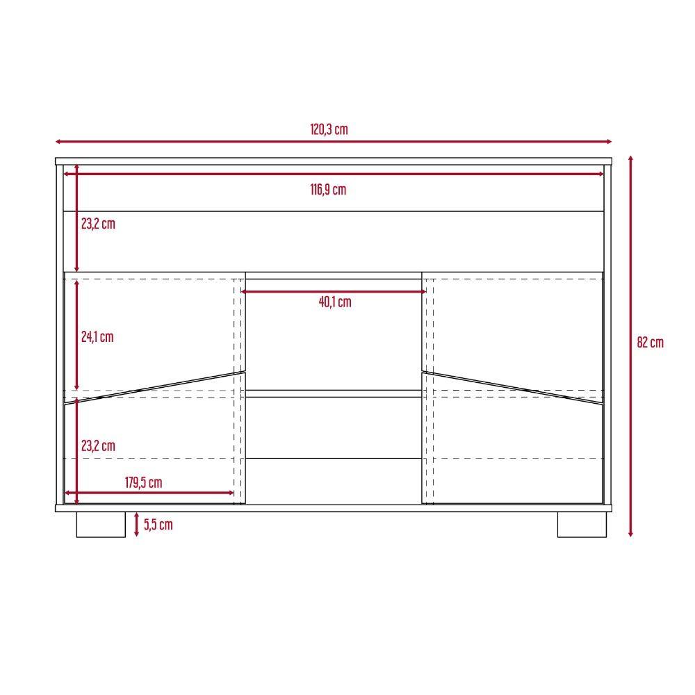 Arrimo Fraktal Miel y Blanco 120.3x82cm sin Cajones y con Siete Compartimientos - Bifes | Bylmo