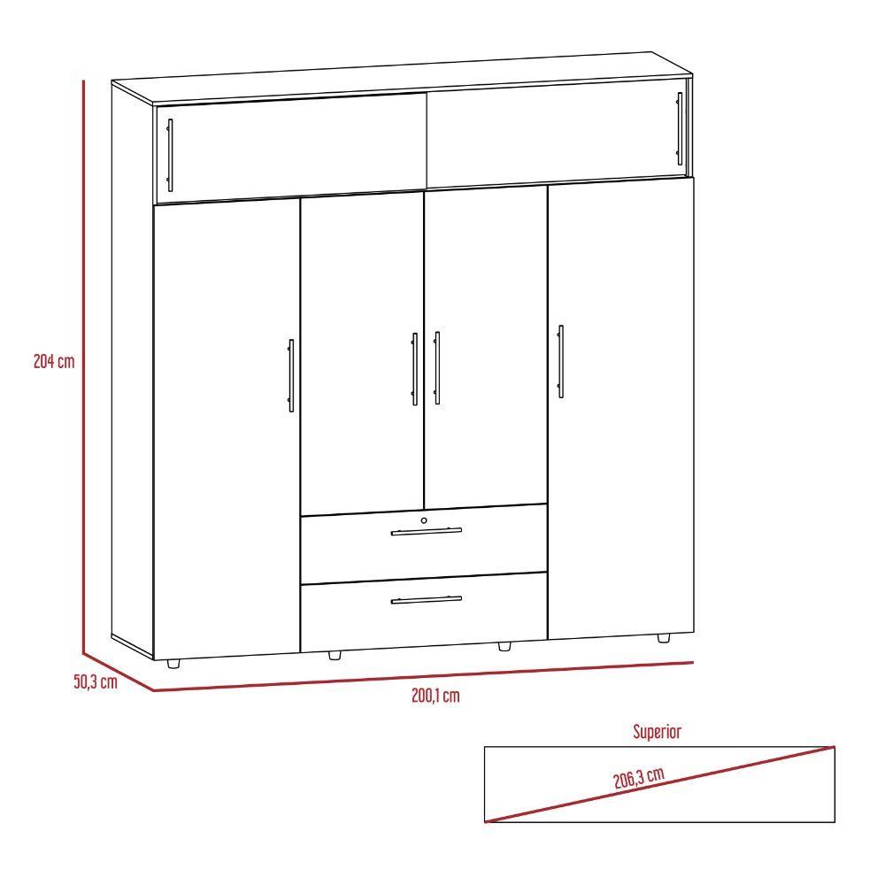 Closet Luque Rovere 200x204cm con 3 Cajones con 3 Entrepaños - Closets | Bylmo