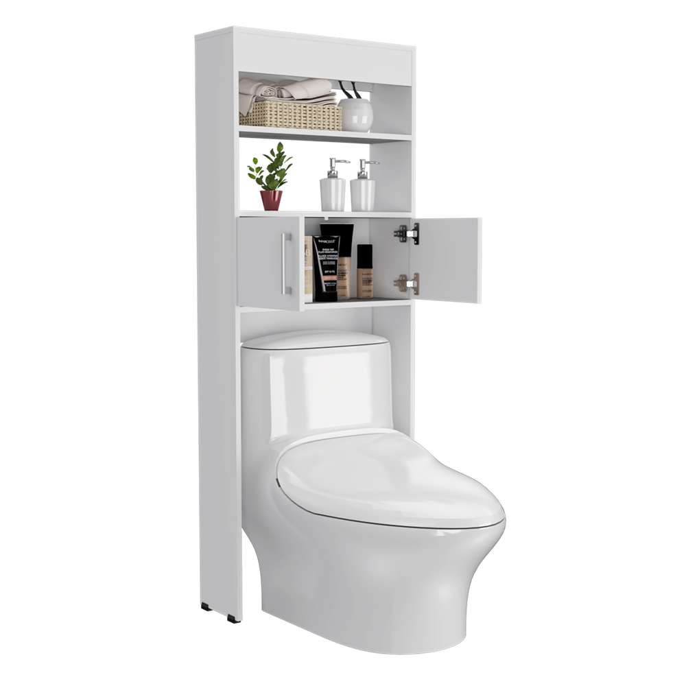 Ahorrador de Espacio para Baño Madrid Blanco 62.4x160cm con Un Cajón y con Un Entrepaño - Gabinetes | Bylmo