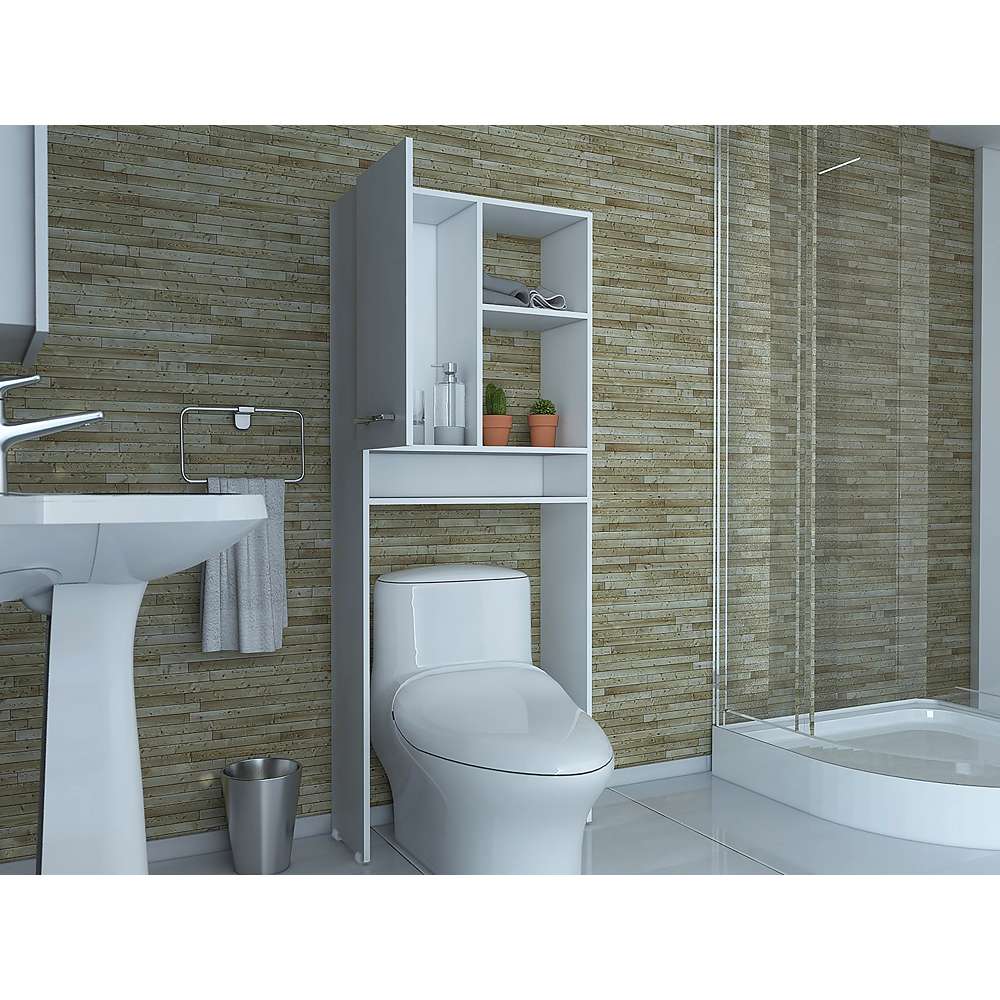 Ahorrador de Espacio para Baño Shangai Blanco 63.1x160.8cm sin Cajones y con Un Entrepaño - Gabinetes | Bylmo