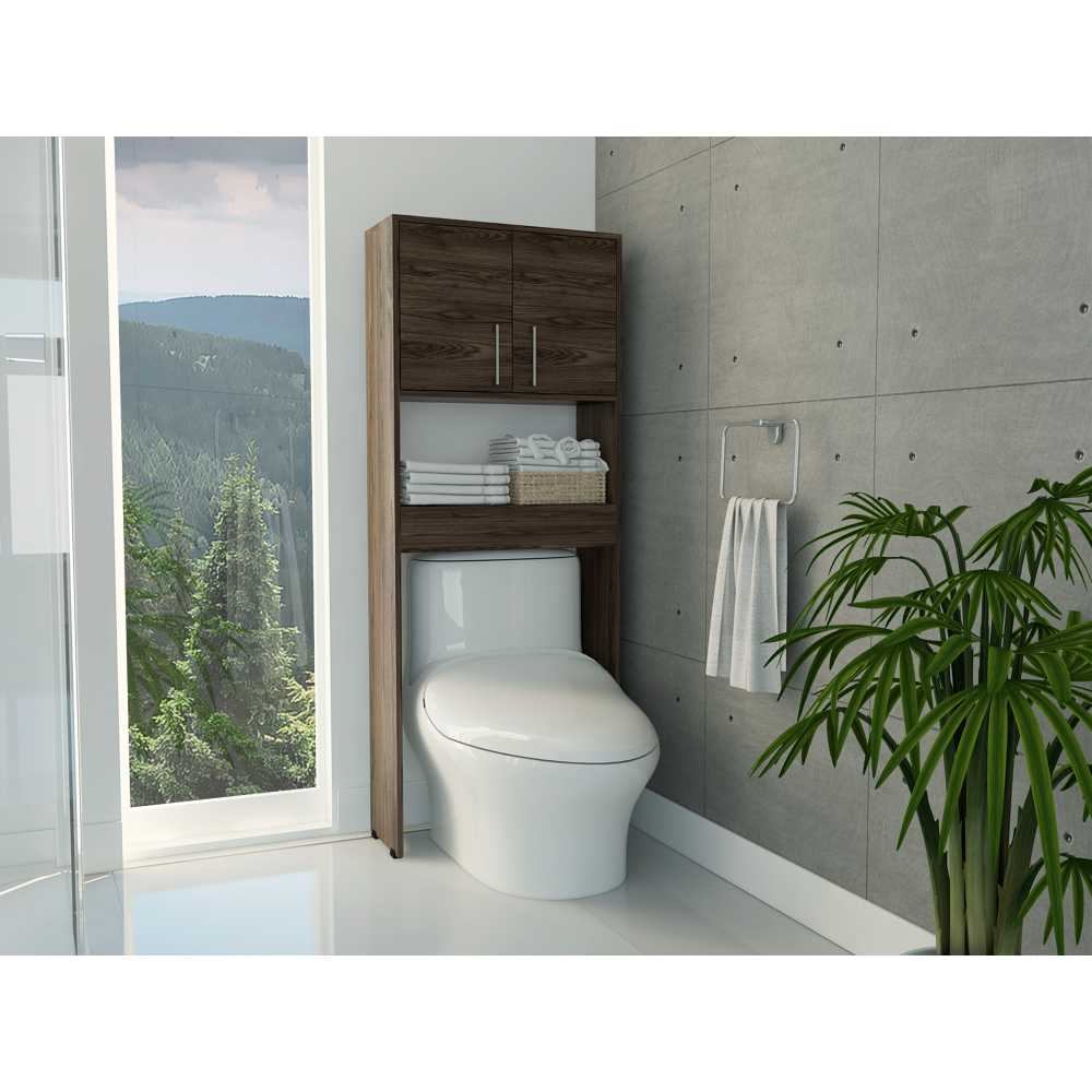 Ahorrador de Espacio para Baño Barcelona Coñac 63x160cm sin Cajones y con Un Entrepaño - Gabinetes | Bylmo