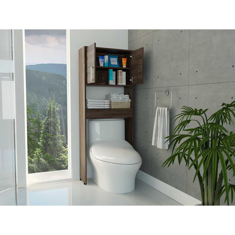 Ahorrador de Espacio para Baño Barcelona Coñac 63x160cm sin Cajones y con Un Entrepaño - Gabinetes | Bylmo