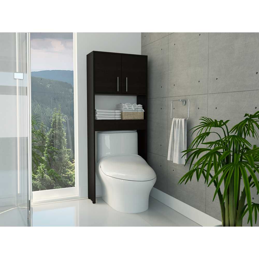 Ahorrador de Espacio para Baño Barcelona Wengue 63x160cm sin Cajones y con Un Entrepaño - Gabinetes | Bylmo