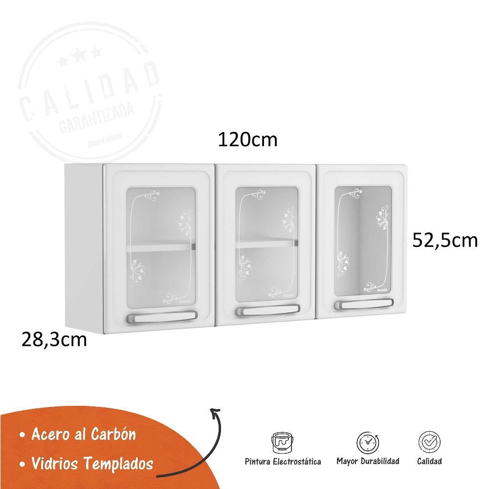 Alacena Balta Blanco 120x52cm Flotante sin Entrepaños y con Tres Puertas - Muebles Organizadores | Bylmo