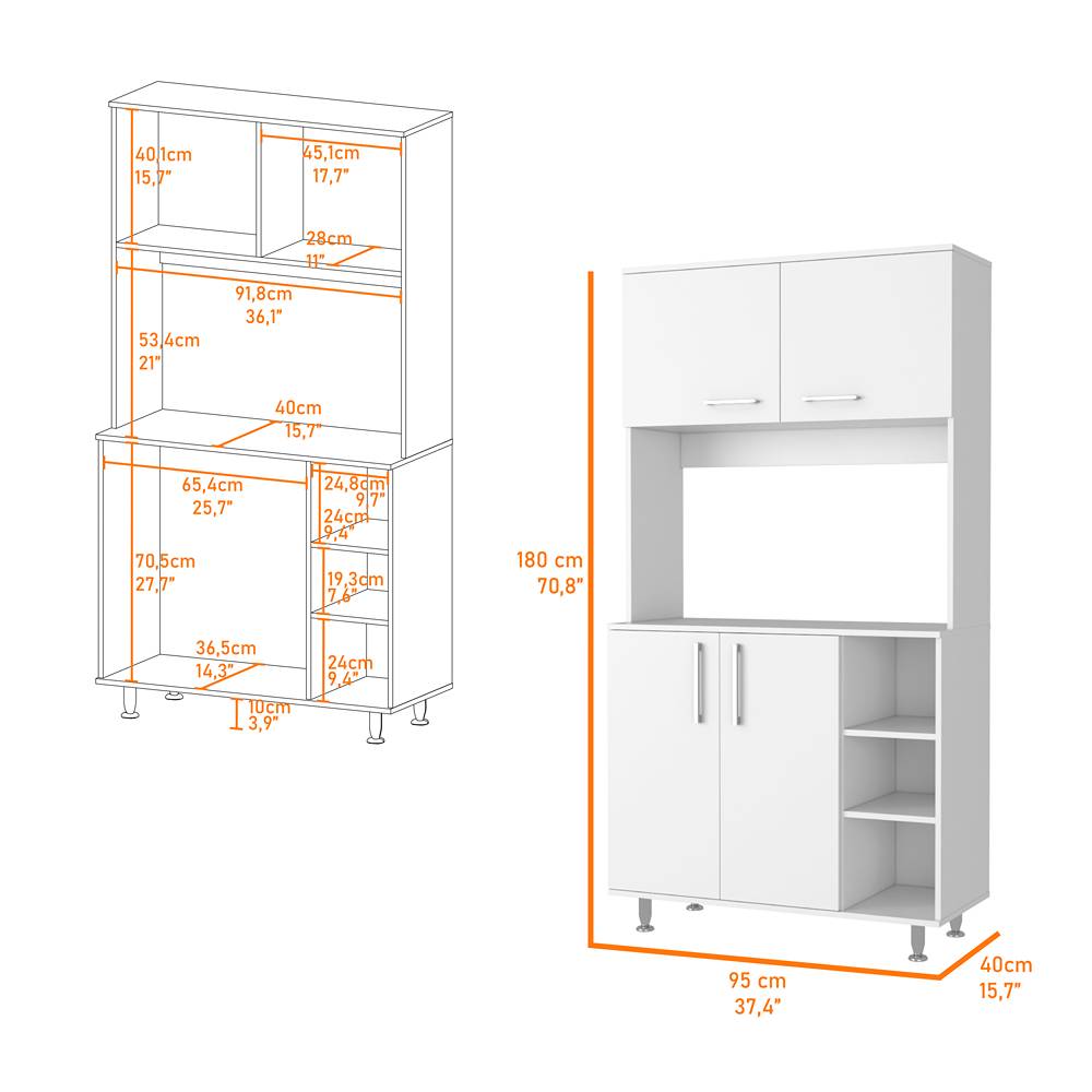Alacena Sochi Plus Blanco 95 cm con Cuatro Puertas - Muebles Organizadores | Bylmo
