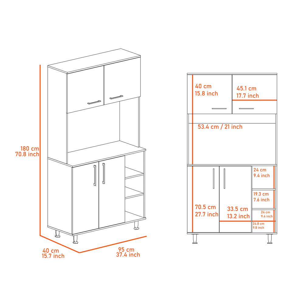 Alacena Sable Plus Wengue 95 cm con Cuatro Puertas - Muebles Organizadores | Bylmo
