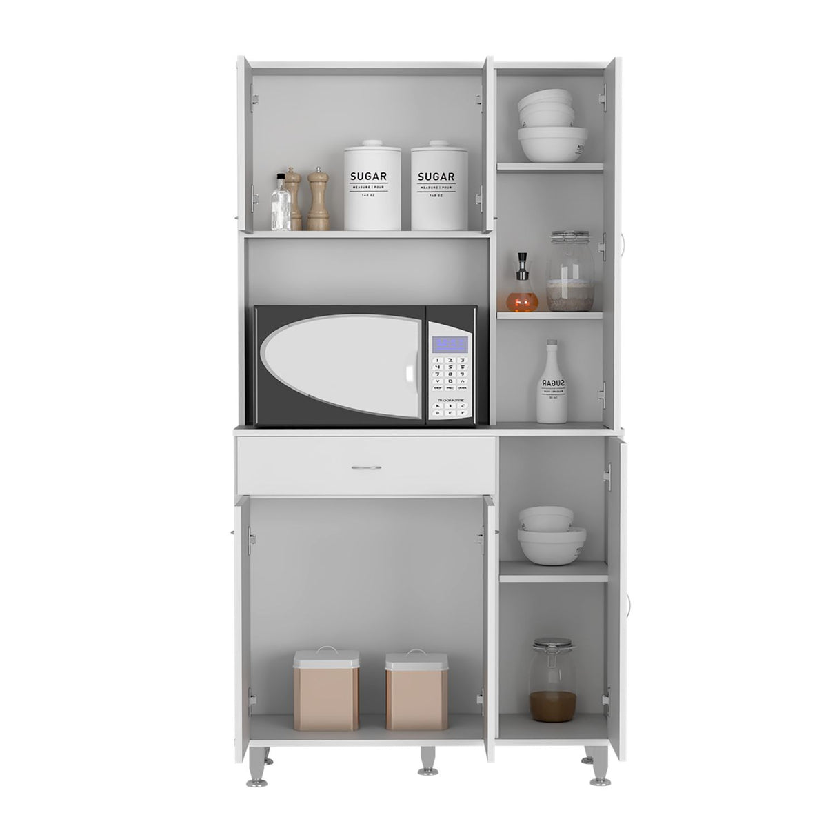 Alacena Delia Blanco 90 cm con Seis Puertas y Un Cajón - Muebles Organizadores | Bylmo