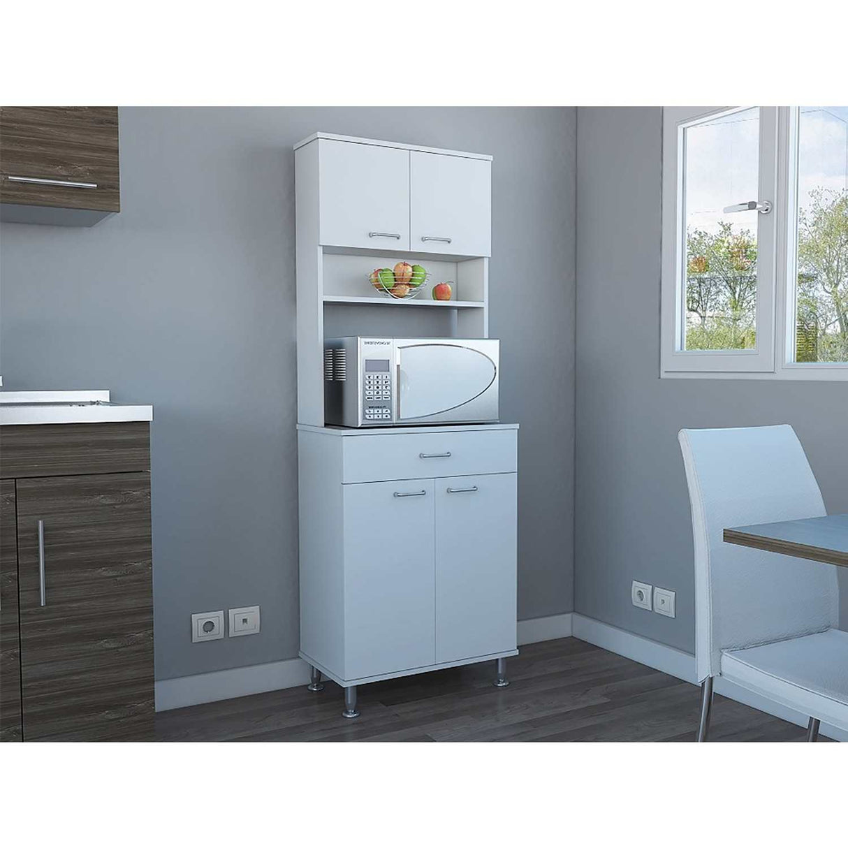 Alacena Della Plus Blanco 60x169cm con Un Entrepaño y con Cuatro Puertas - Alacenas y Muebles Microondas | Bylmo