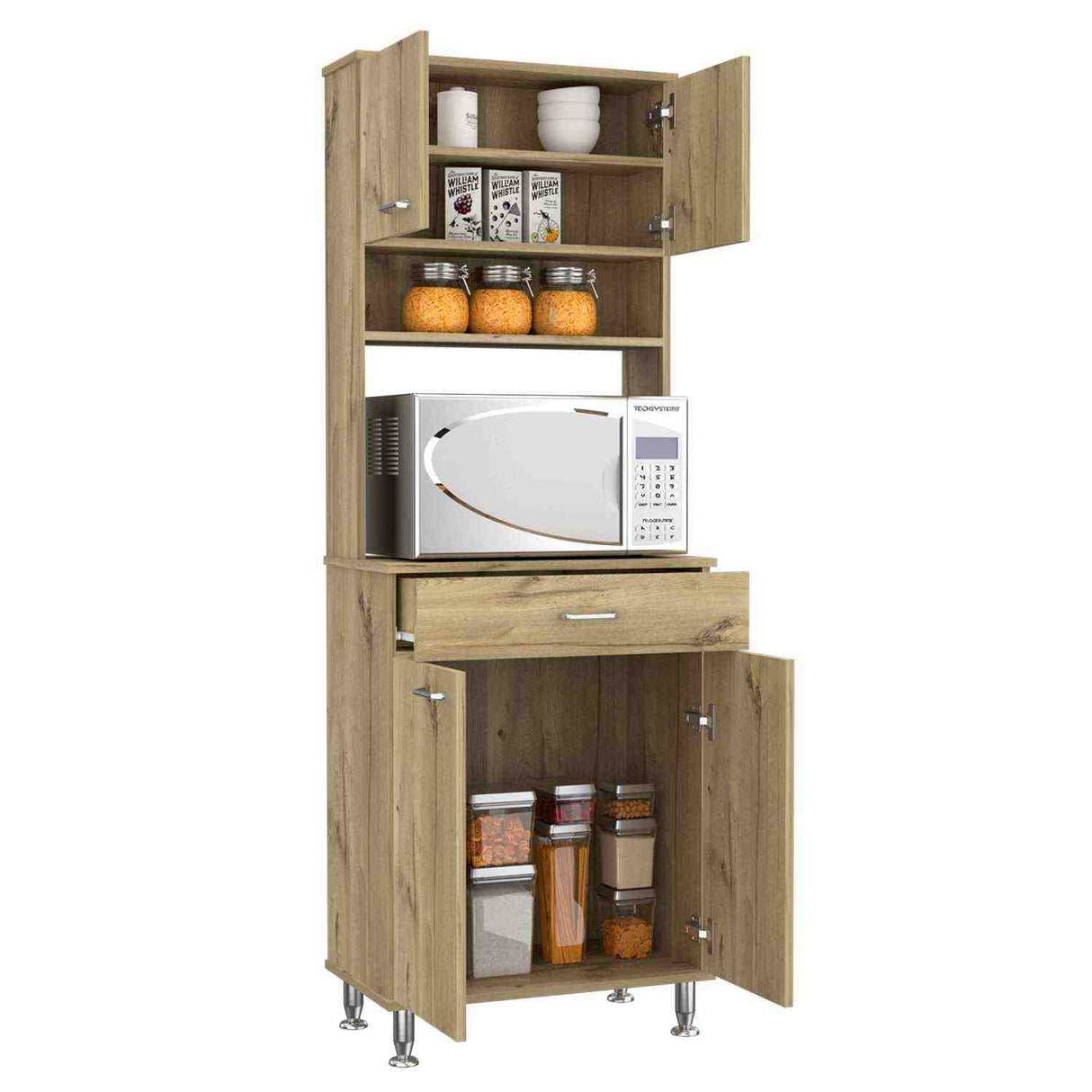 Alacena Della Duna 60 cm Con un Cajón, Entrepaños y Cuatro Puertas - Alacenas y Muebles Microondas | Bylmo