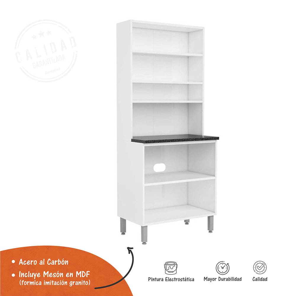 Alacena Gourmet Blanco 80 cm con 4 Puertas y Entrepaños - Muebles Organizadores | Bylmo