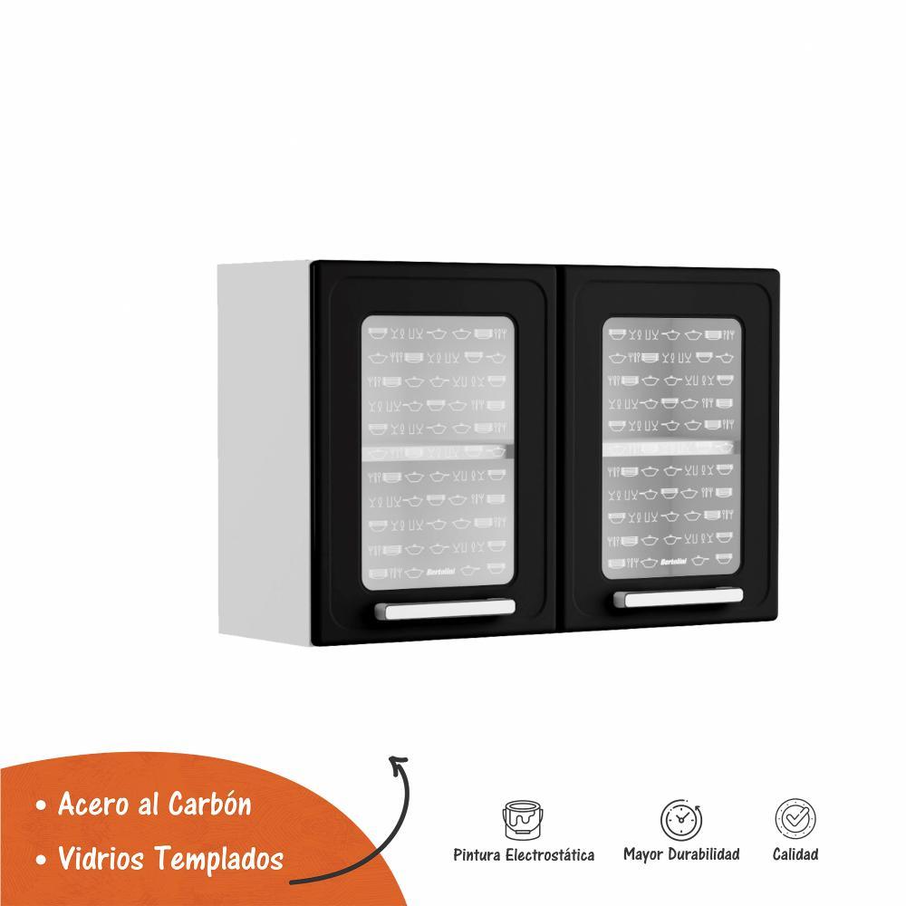 Alacena Negro 80x52cm Flotante sin Entrepaños y con Dos Puertas - Muebles Organizadores | Bylmo