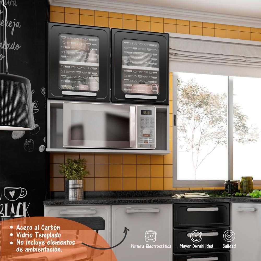 Alacena Negro 80x52cm Flotante sin Entrepaños y con Dos Puertas - Muebles Organizadores | Bylmo