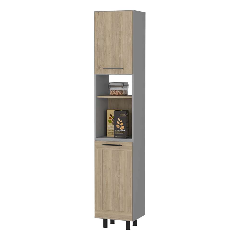 Alacena Hasselt Gris y Rovere 40x208.4cm sin Cajones y con Dos Puertas - Muebles Organizadores | Bylmo
