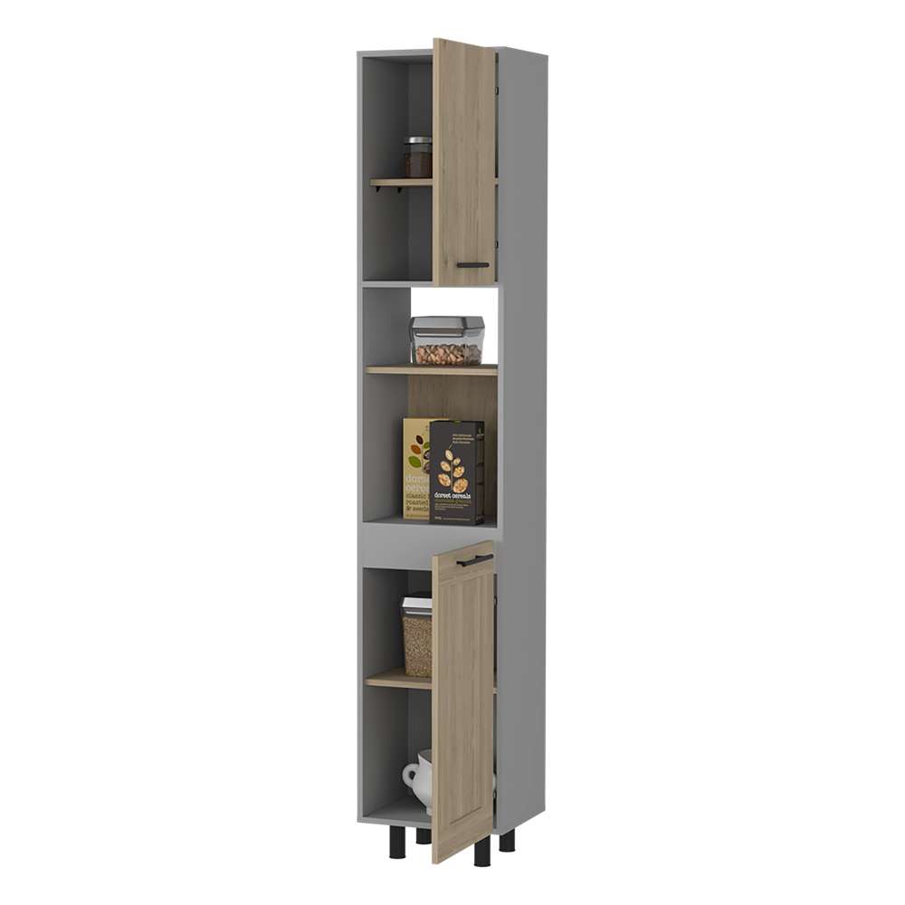 Alacena Hasselt Gris y Rovere 40x208.4cm sin Cajones y con Dos Puertas - Muebles Organizadores | Bylmo