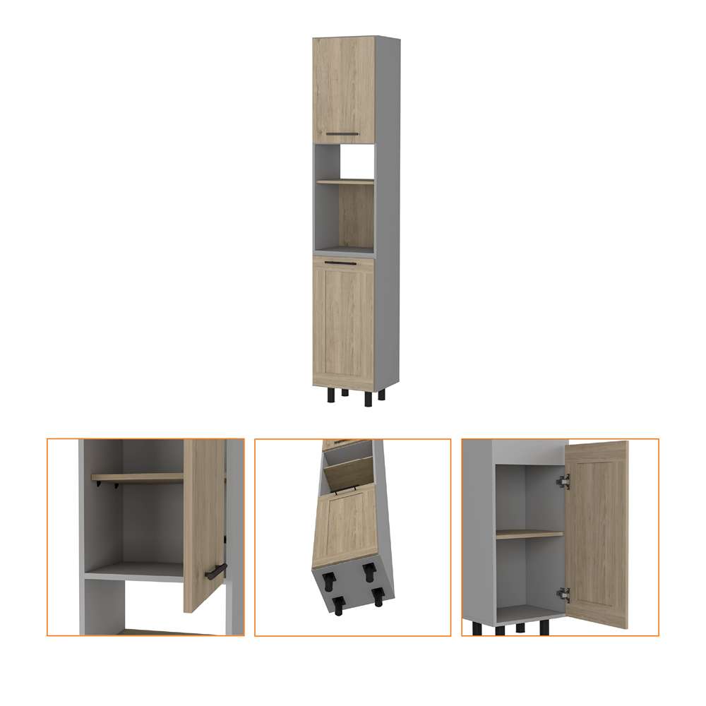 Alacena Hasselt Gris y Rovere 40x208.4cm sin Cajones y con Dos Puertas - Muebles Organizadores | Bylmo