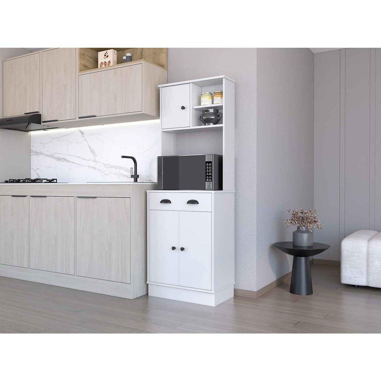 Alacena Z Plus Blanco 60x169cm con Dos Entrepaños y con Tres Puertas - Alacenas y Muebles Microondas | Bylmo