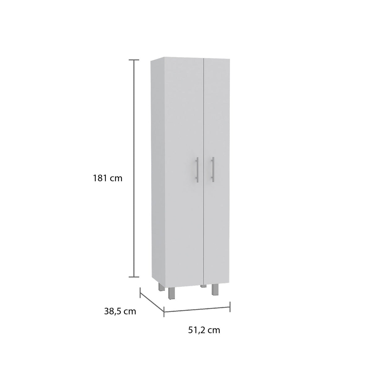 Alacena París Blanca 181 cm x 51 cm con 2 Puertas y 6 Entrepaños, Compartimiento con Ganchos para Guardar Elementos de Aseo - Alacenas y Muebles Microondas | Bylmo