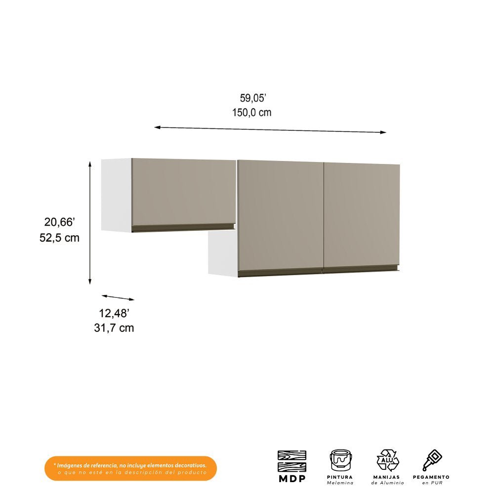 Mueble Superior Santiago Pecan 150 cm - Muebles Organizadores | Bylmo
