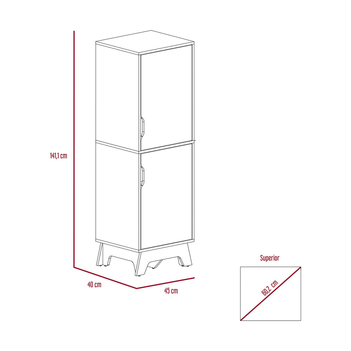 Alacena Z65 Blanco 45 cm con Dos Puertas - Alacenas y Muebles Microondas | Bylmo