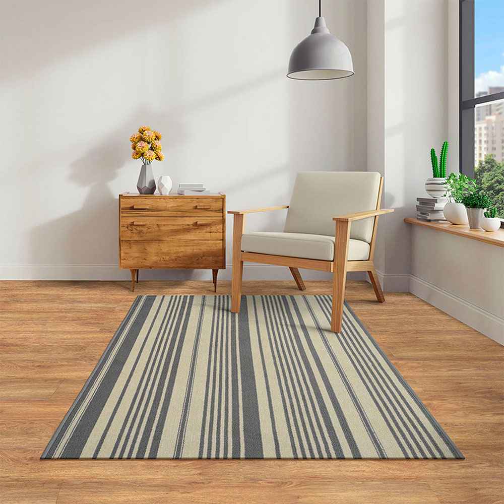 Alfombra California 100 cm x 150 cm de Habitación Gris Azul con Lineas - Tapetes y Alfombras | Bylmo