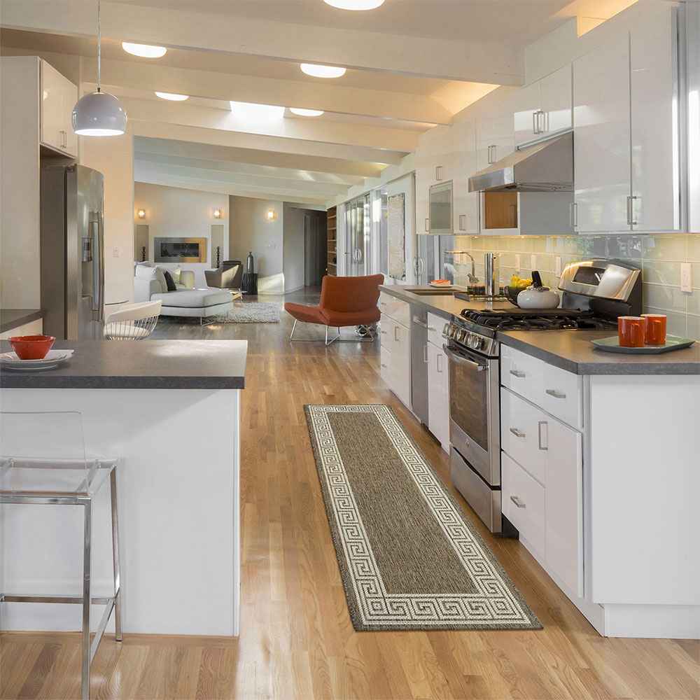 Alfombra Dover 60 cm x 180 cm de Hogar Capucciono con Espirales Cafes y Blancos - Tapetes y Alfombras | Bylmo