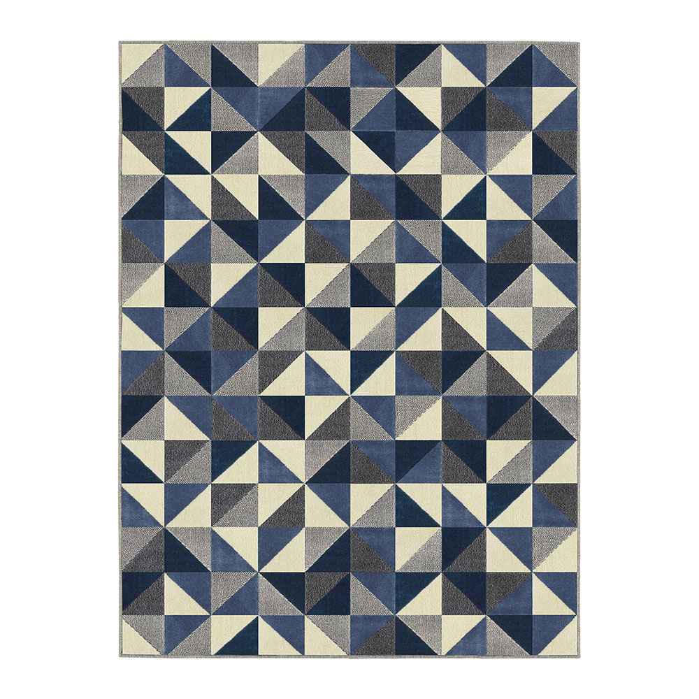 Alfombra Florida 150 cm x 200 cm de Hogar Azul Petróleo con Líneas en Forma de Triángulos - Tapetes y Alfombras | Bylmo