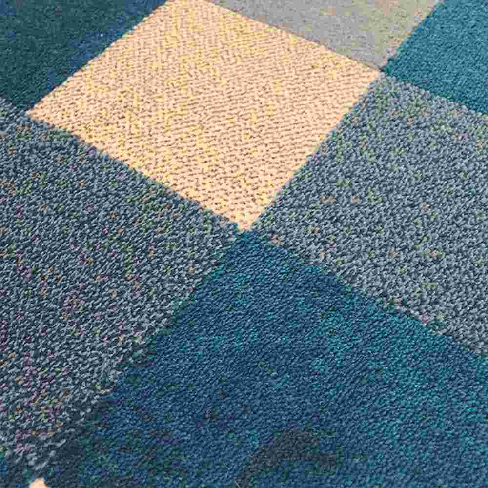 Alfombra Florida 150 cm x 200 cm de Hogar Azul Oscuro con Cuadros - Tapetes y Alfombras | Bylmo