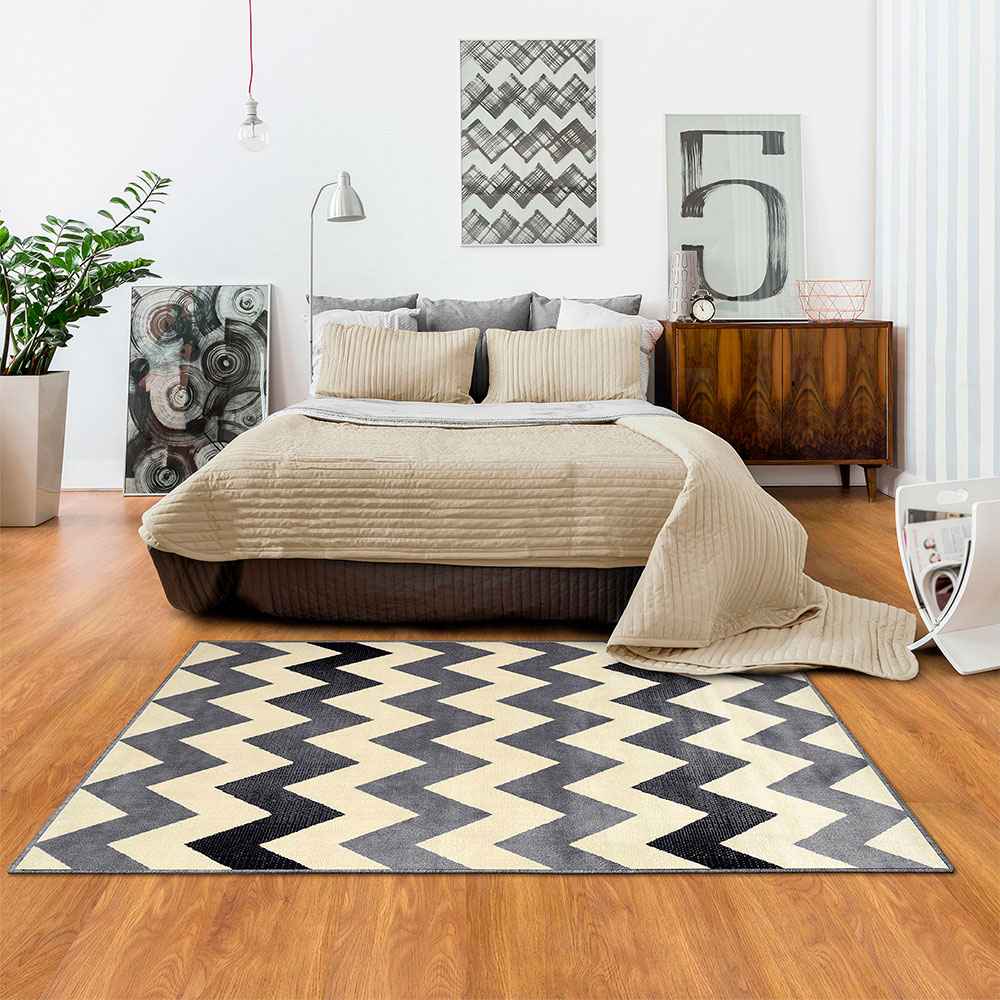 Alfombra Maryland 100 cm x 150 cm de Habitación Gris Claro con Lineas - Tapetes y Alfombras | Bylmo