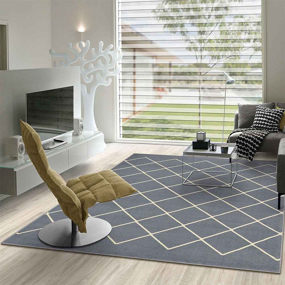 Alfombra Maryland 200 cm x 250 cm de Hogar Gris Oscuro con Rombos - Tapetes y Alfombras | Bylmo