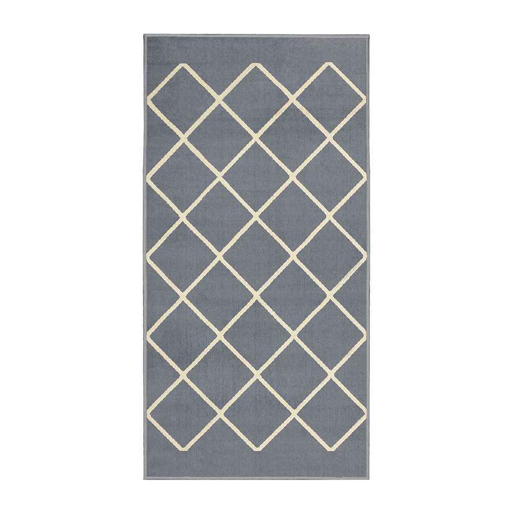 Alfombra Maryland 50 cm x 100 cm de Hogar Gris Oscuro con Rombos - Tapetes y Alfombras | Bylmo