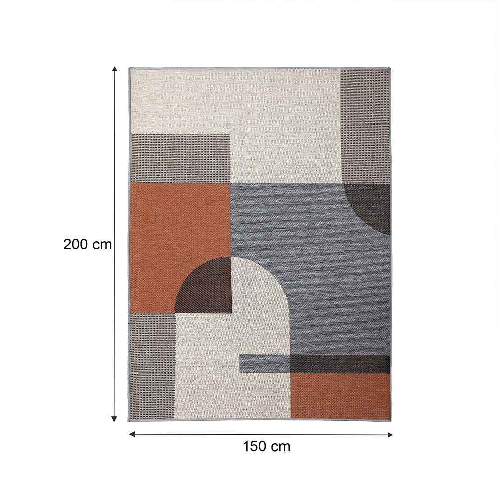 Alfombra Mystic 150 cm x 200 cm de Habitación Naranja con Semicirculos - Tapetes y Alfombras | Bylmo