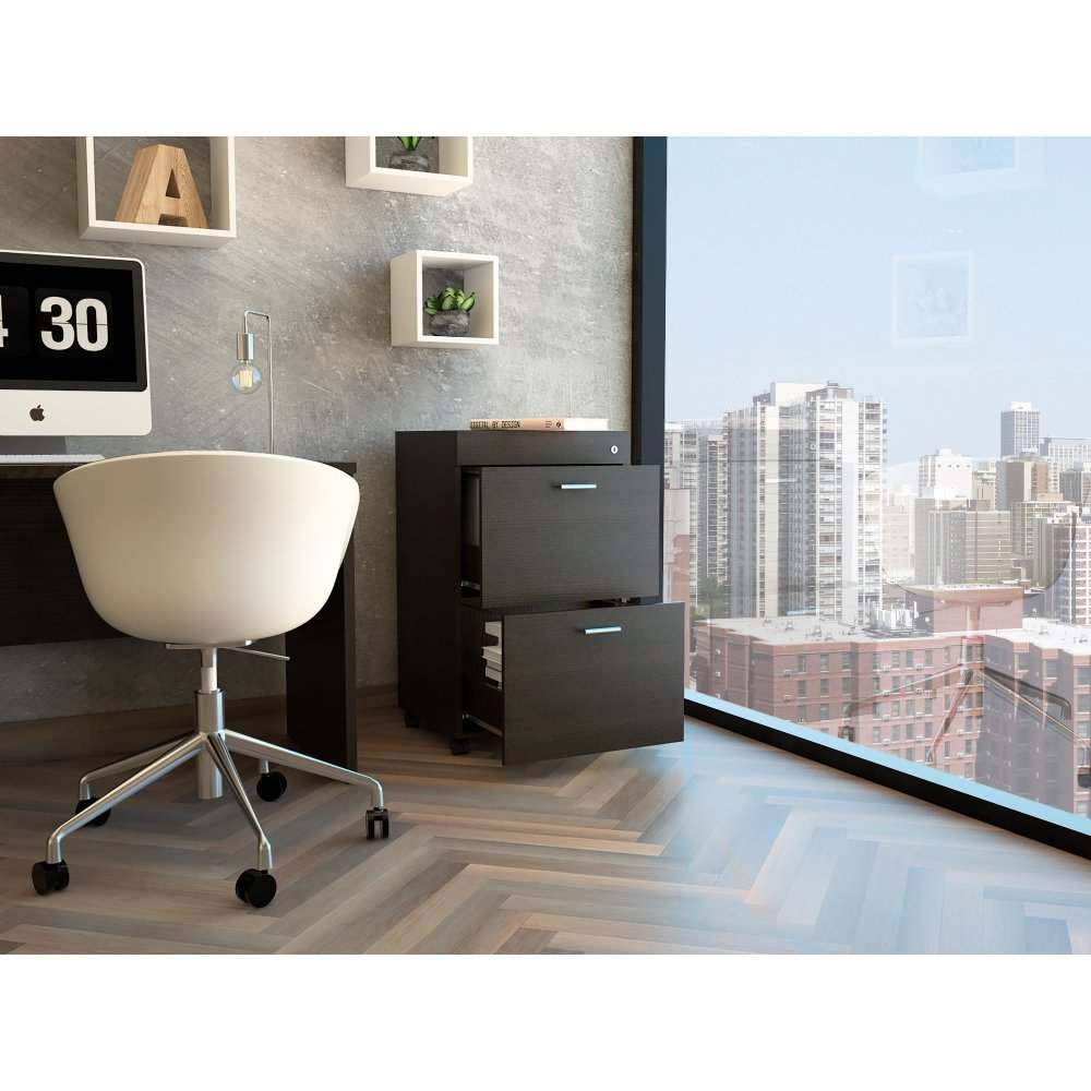 Archivador Wengue 49.5x45cm con Dos Cajones y con Cerradura - Escritorios y Archivadores | Bylmo