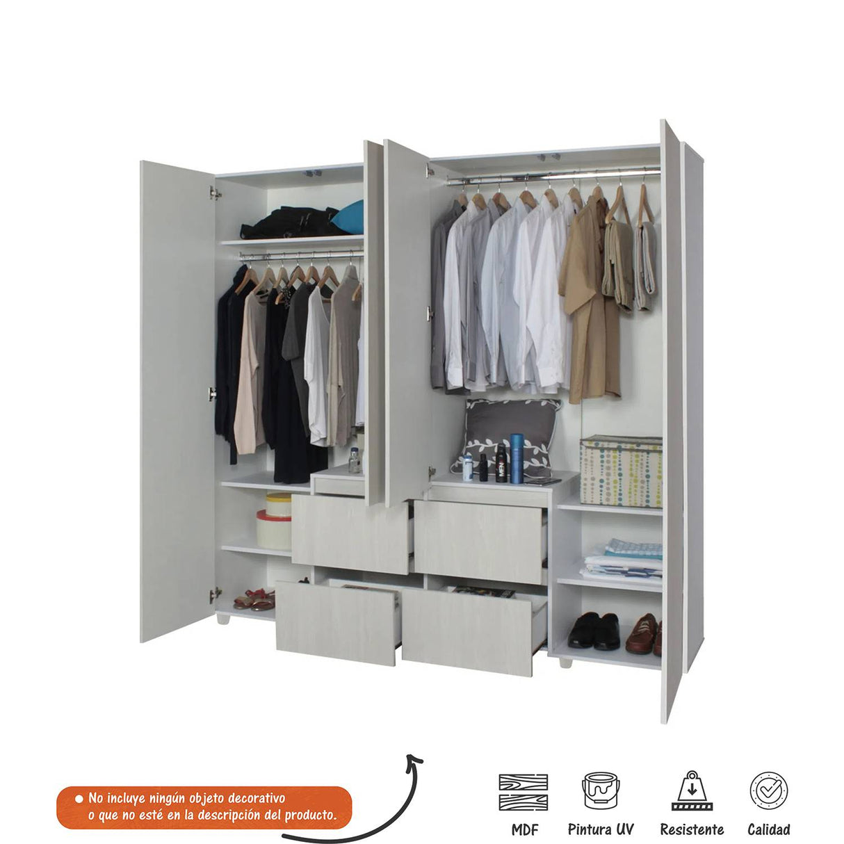 Closet Chanel Niebla 200x200.1cm con 4 Cajones con 5 Entrepaños - Closets | Bylmo