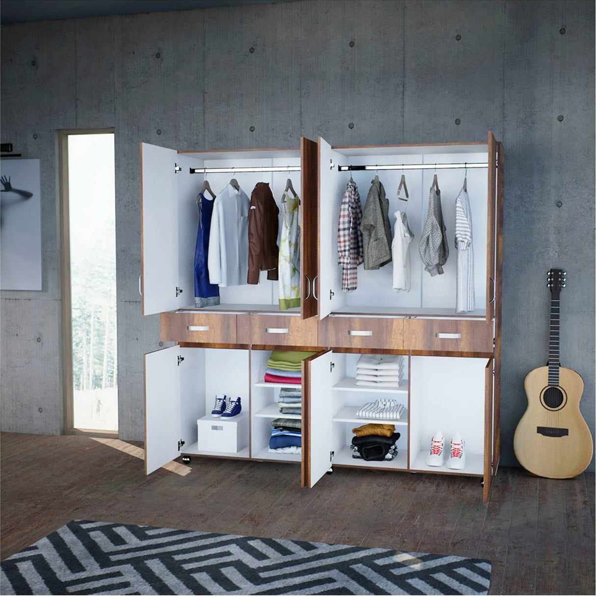 Closet Quadr Caramelo 200x199cm con 4 Cajones con 4 Entrepaños - Closets | Bylmo