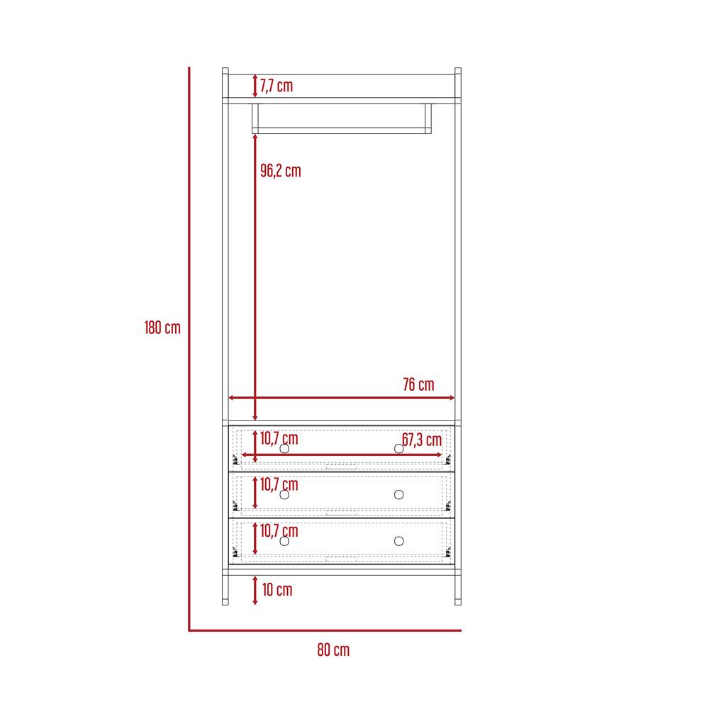 Closet Dreams Duna 80x180cm con 3 Cajones sin Entrepaños - Closets | Bylmo
