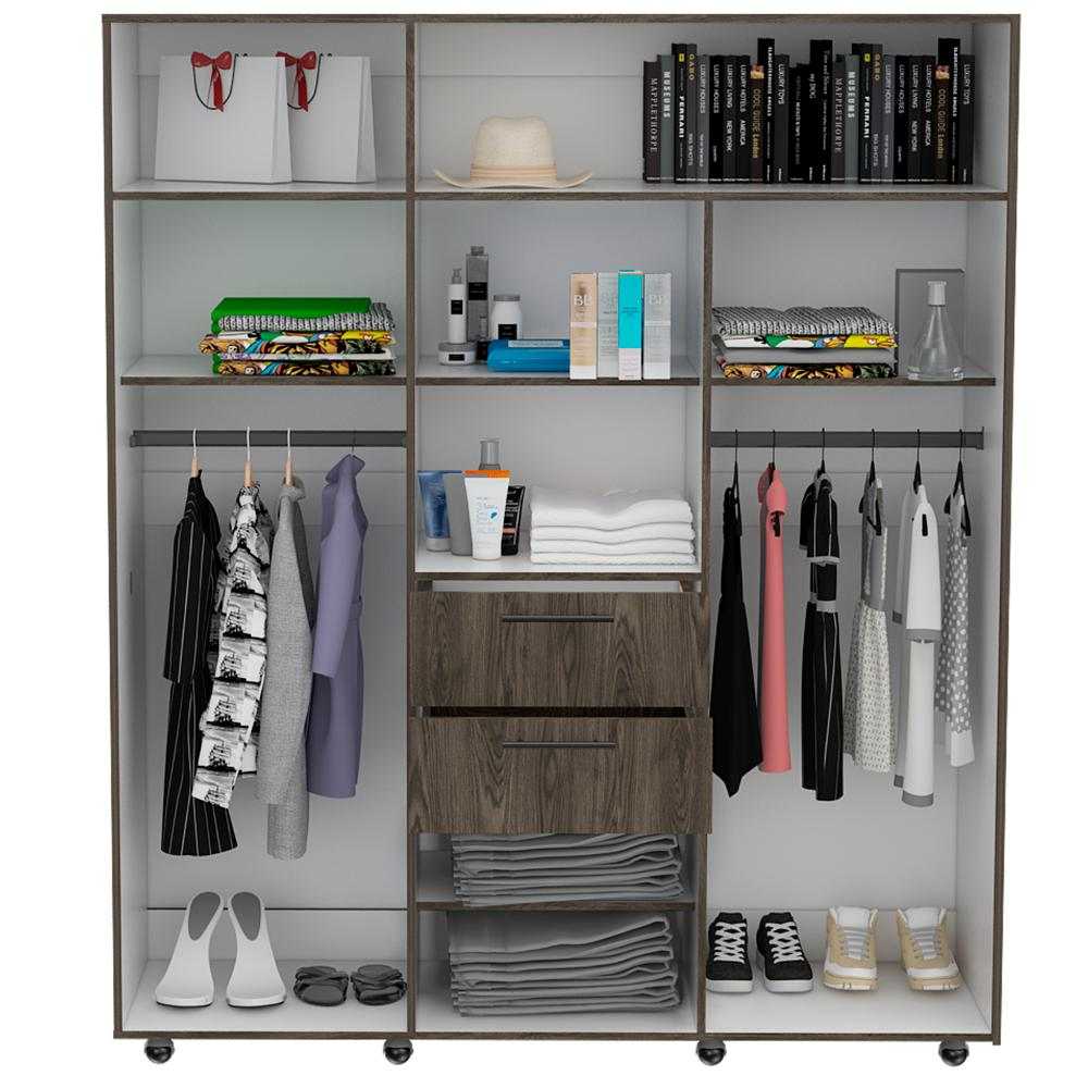Closet Flamenco Coñac 160 cm con Espejos, Cuatro Puertas y Dos Cajones - Closets | Bylmo