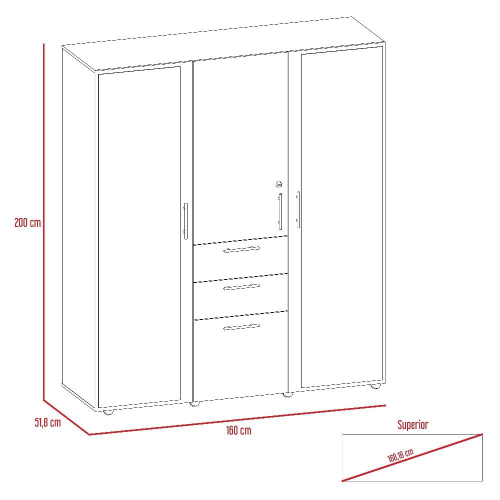 Closet Flamenco Coñac 160 cm con Espejos, Cuatro Puertas y Dos Cajones - Closets | Bylmo