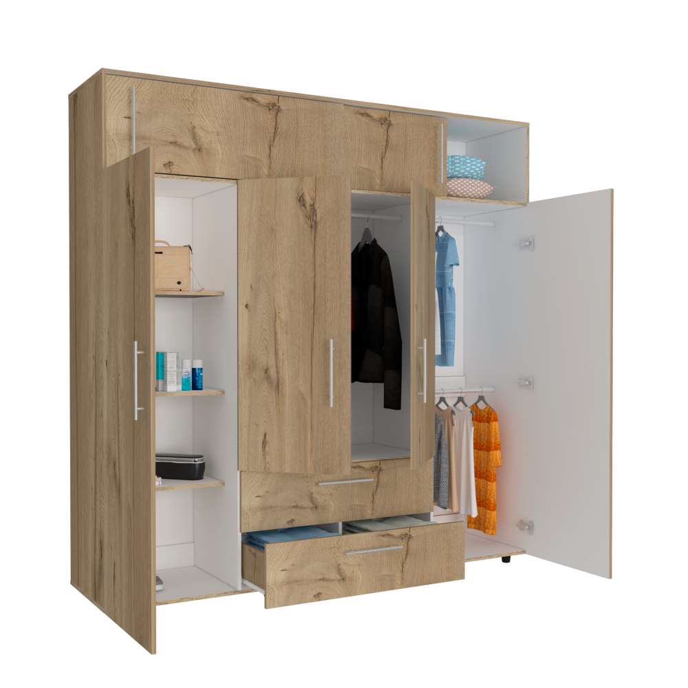 Closet Luque Duna y Blanco 200x204cm con 3 Cajones con 3 Entrepaños - Closets | Bylmo