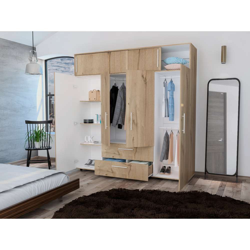 Closet Luque Duna y Blanco 200x204cm con 3 Cajones con 3 Entrepaños - Closets | Bylmo