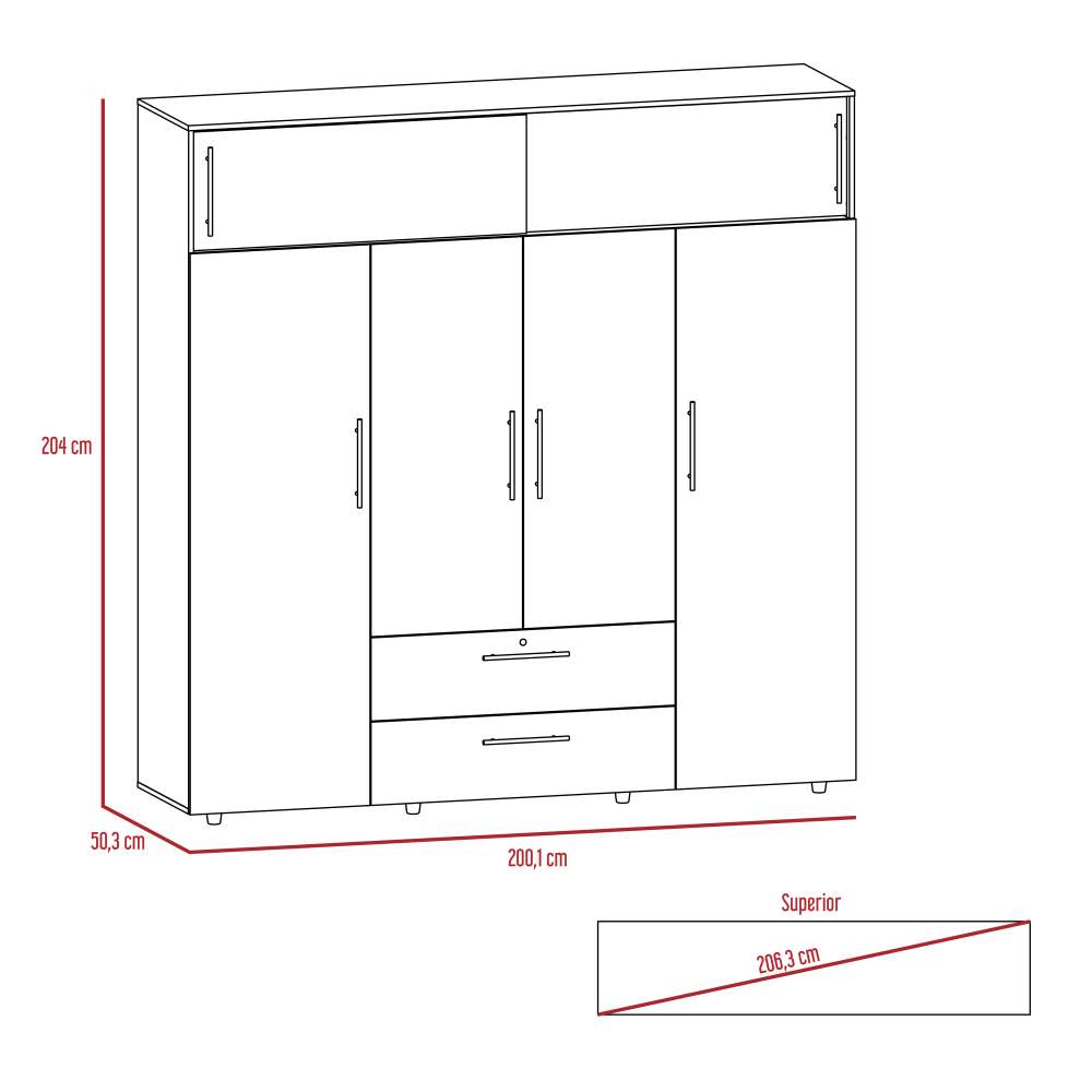 Closet Luque Duna y Blanco 200x204cm con 3 Cajones con 3 Entrepaños - Closets | Bylmo
