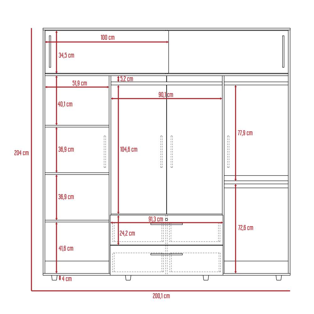 Closet Luque Duna y Blanco 200x204cm con 3 Cajones con 3 Entrepaños - Closets | Bylmo